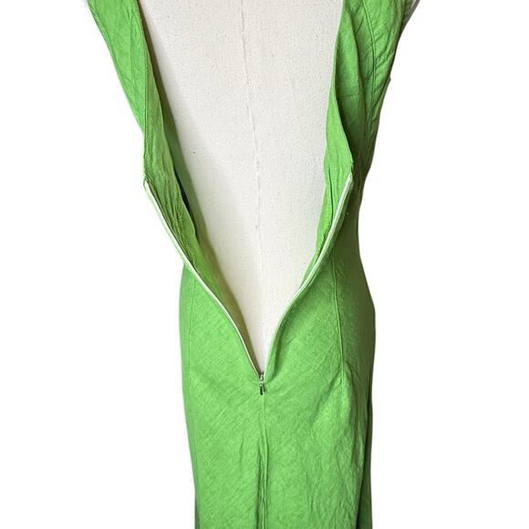 Haris Cotton 100% Linen Sleeveless Maxi Dress in Avocado Green size Small - Picture 4 of 5